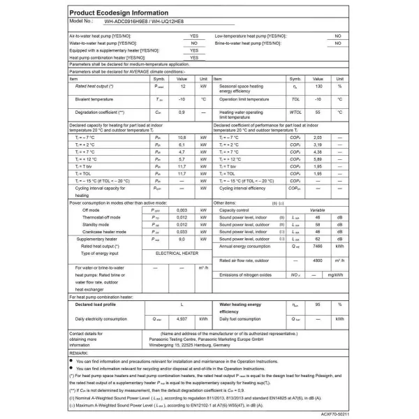 Panasonic Wärmepumpe KIT-AQC12HE8 12 kW 400 v Aquarea T-CAP