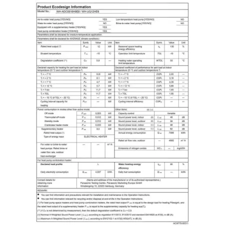 Panasonic Wärmepumpe KIT-AQC12HE8 12 kW 400 v Aquarea T-CAP