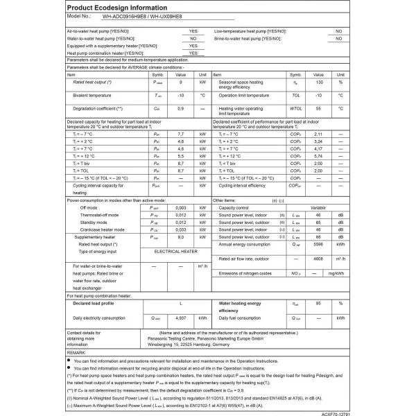 Panasonic Wärmepumpe KIT-AXC09HE8 9 kW 400 v Aquarea T-CAP