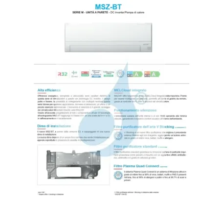 Klimageräte Mitsubishi Inneneinheit 9 Btu Wand MSZ-BT