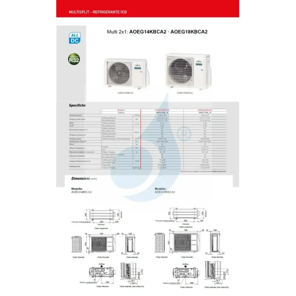 Klimaanlage Fujitsu Duo Split 12+12 KL-Kanal AOEG18KBCA2