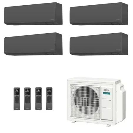 Fujitsu Quadri Split 7+9+12+12 KJ-B WiFi AOEG30KBTA4 Schwarz