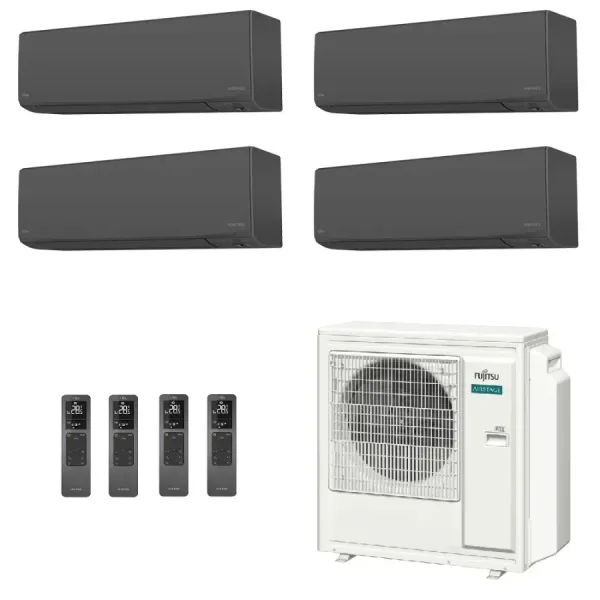 Fujitsu Quadri Split 9+9+9+12 KJ-B WiFi AOEG36KBTA5 Schwarz