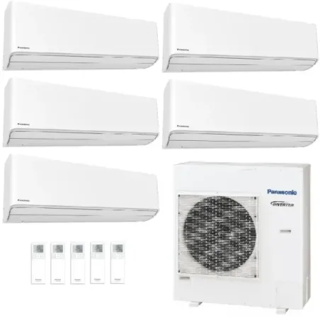 Klimageräte Panasonic Penta Split  Z Etherea WiFi 9+9+9+9+12 Btu Btu mit externer Einheit 30000 Btu CU-5Z90CBE Inverter-Hocheffi