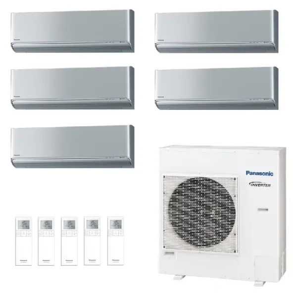 Klimageräte Panasonic Penta Split  XZ Etherea WiFi 9+9+9+9+12 Btu Btu mit externer Einheit 30000 Btu CU-5Z90CBE Inverter-Hocheff