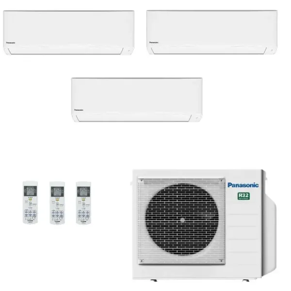 Klimageräte Panasonic Trio Split  TZ Kompakt WiFi 5000+5000+5000 Btu Btu mit externer Einheit 18000 Btu CU-3Z52CBE Inverter-Hoch