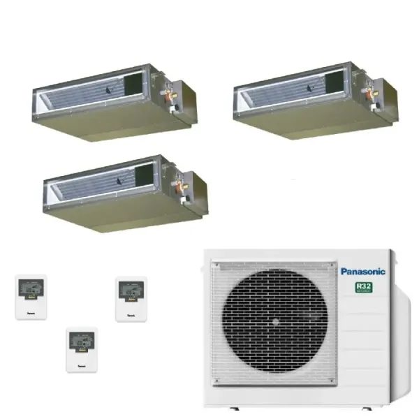 Klimageräte Panasonic Trio Split  Geringe Prävalenz WiFi Optional 9000+9000+12000 Btu mit externer Einheit 24000 Btu CU-3Z68CBE 