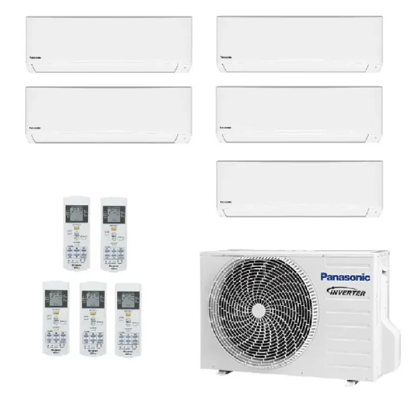 Klimageräte Panasonic Penta Split  TZ Kompakt WiFi 7+7+7+7+9 Btu mit externer Einheit 30000 Btu CU-5Z90CBE Inverter-Hocheffizien