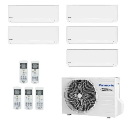 Klimageräte Panasonic Penta Split  TZ Kompakt WiFi 7+7+7+7+9 Btu mit externer Einheit 30000 Btu CU-5Z90CBE Inverter-Hocheffizien