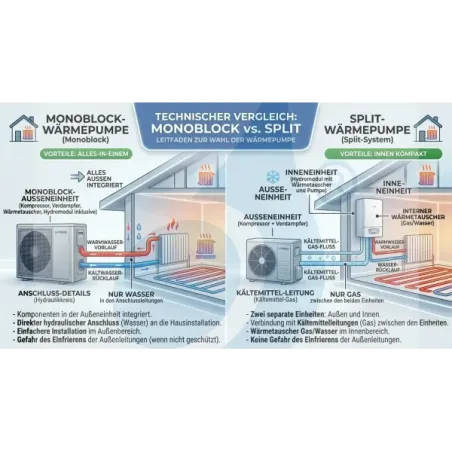 Hisense Wärmepumpe Split Einzelphase 5.0 kW 230 Liter R290 A+++ Hydros